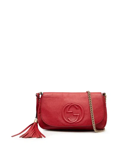Pre-owned Gucci 2000-2015 Medium Leather Soho Chain Flap Crossbody Bag In Red