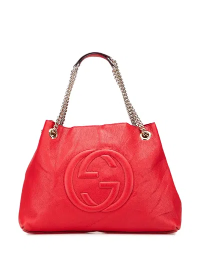 Pre-owned Gucci 2000-2015 Medium Leather Soho Chain Tote Bag In Red