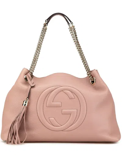 Pre-owned Gucci 2000-2015 Medium Leather Soho Chain Tote Bag In Pink