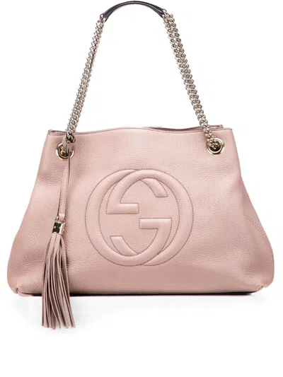 Pre-owned Gucci 2000-2015 Medium Leather Soho Chain Tote Bag In Pink
