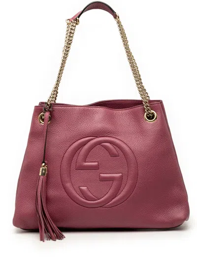 Pre-owned Gucci 2000-2015 Medium Leather Soho Chain Tote Bag In Pink