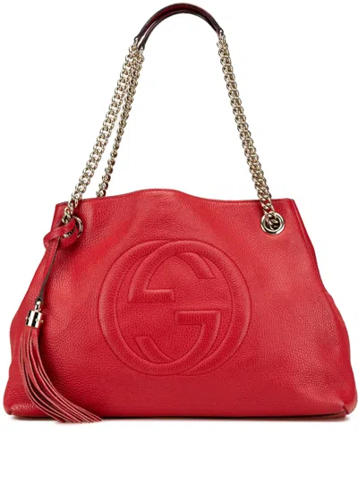 Pre-owned Gucci 2000-2015 Medium Leather Soho Chain Tote Bag In Red