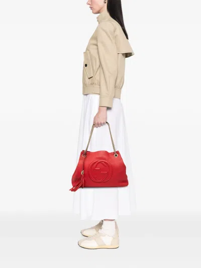 Pre-owned Gucci 2000-2015 Medium Leather Soho Chain Tote Bag In Red