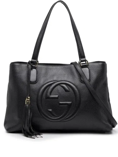 Pre-owned Gucci 2000-2015 Medium Leather Soho Working Satchel In Black