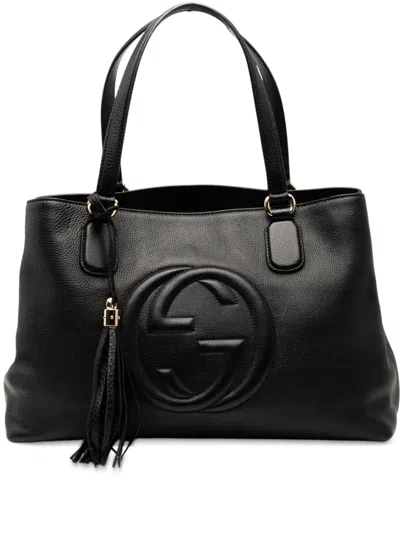 Pre-owned Gucci 2000-2015 Medium Leather Soho Working Satchel In Black