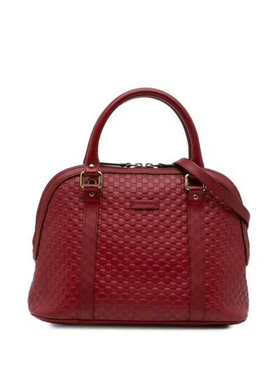 Pre-owned Gucci 2000-2015 Medium Microssima Dome Satchel In 红色