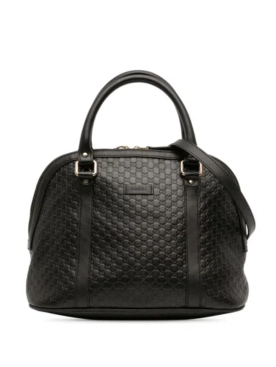Pre-owned Gucci 2000-2015 Medium Microssima Dome Satchel In Black