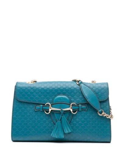 Pre-owned Gucci 2000-2015 Medium Microssima Emily Shoulder Bag In Blue