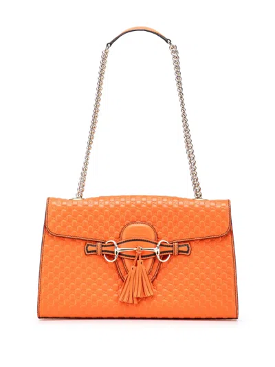 Pre-owned Gucci 2000-2015 Medium Microssima Emily Shoulder Bag In Orange
