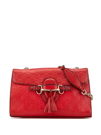 Pre-owned Gucci 2000-2015 Medium Microssima Emily Shoulder Bag In Red