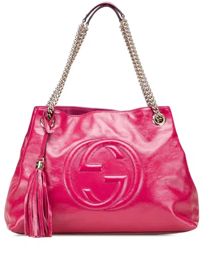 Pre-owned Gucci 2000-2015 Medium Patent Soho Chain Tote Bag In Pink