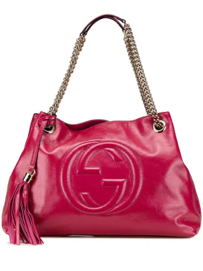 Pre-owned Gucci 2000-2015 Medium Patent Soho Chain Tote Bag In Pink