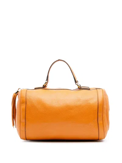 Pre-owned Gucci 2000-2015 Medium Pebbled Calfskin Soho Boston Bag In Orange