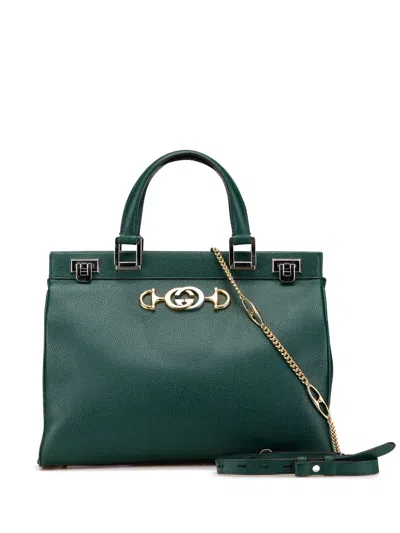 Pre-owned Gucci 2000-2015 Medium Zumi Leather Satchel In Green