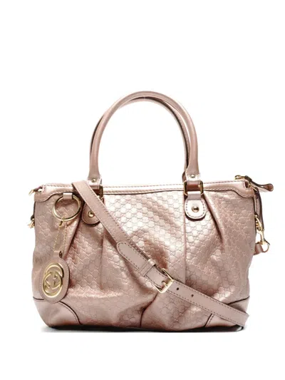 Pre-owned Gucci 2000-2015 Micro Gg Shimmer Sookie Tote Bag In Pink