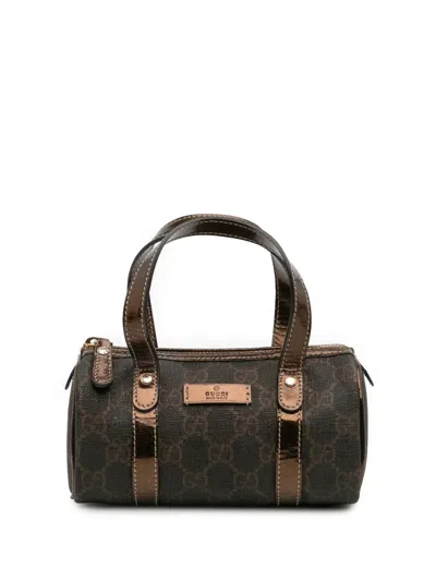 Pre-owned Gucci 2000-2015 Micro Gg Supreme Joy Boston Bag In Brown