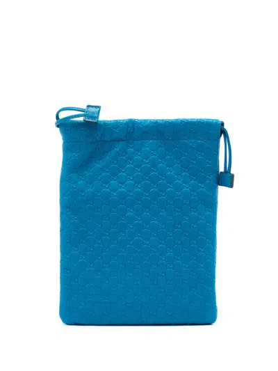 Pre-owned Gucci 2000-2015 Microssima Drawstring Pouch In Blue