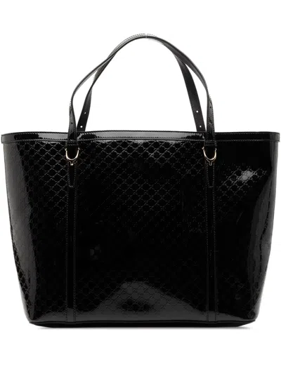 Pre-owned Gucci 2000-2015 Microssima Patent Nice Tote Bag In Black