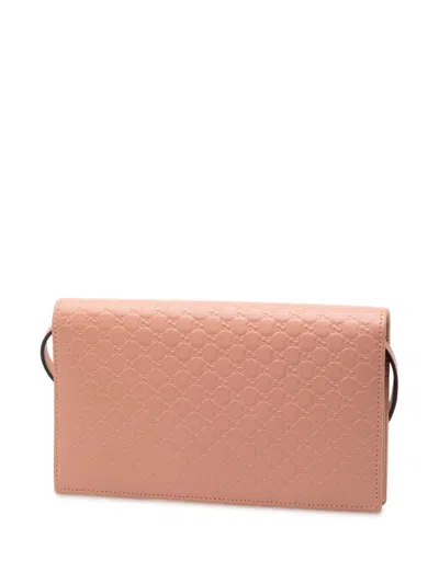 Pre-owned Gucci 2000-2015 Microssima Wallet On Strap Crossbody Bag In Pink