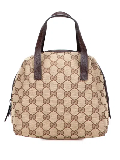 Pre-owned Gucci 2000-2015 Mini Gg Canvas Balthus Tofu Bag Handbag In Brown