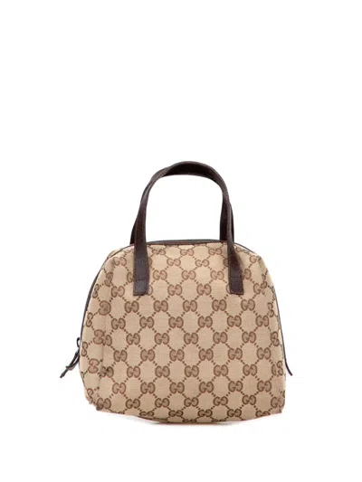 Pre-owned Gucci 2000-2015 Mini Gg Canvas Balthus Tofu Bag Handbag In Brown