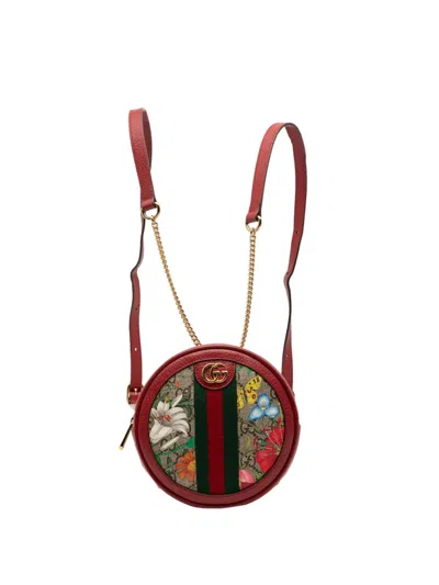 Pre-owned Gucci 2000-2015 Mini Gg Supreme Flora Round Ophidia Backpack In Red