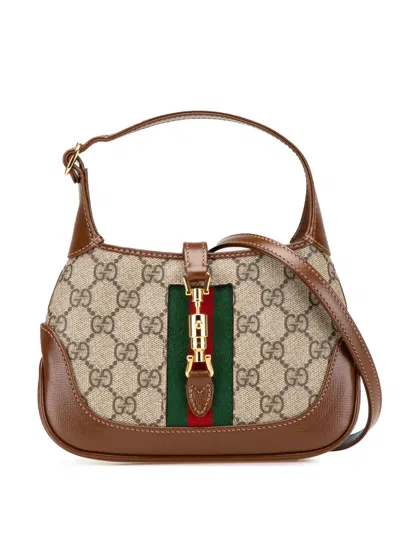 Pre-owned Gucci 2000-2015 Mini Gg Supreme Jackie 1961 Crossbody Bag In Brown