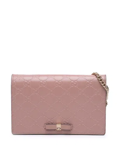 Pre-owned Gucci 2000-2015 Mini Ssima Bow Signature Wallet On Chain Crossbody Bag