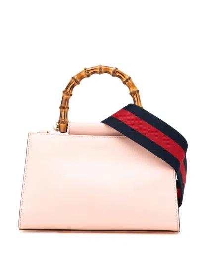 Pre-owned Gucci 2000-2015 Mini Leather Bamboo Nymphaea Satchel In Pink
