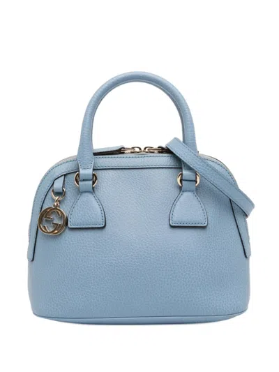 Pre-owned Gucci 2000-2015 Mini Leather Gg Charm Dome Satchel In Blue