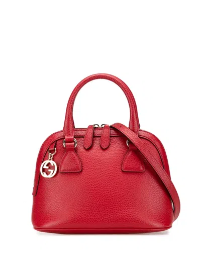 Pre-owned Gucci 2000-2015 Mini Leather Gg Charm Dome Satchel In Red
