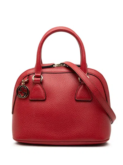 Pre-owned Gucci 2000-2015 Mini Leather Gg Charm Dome Satchel In Red