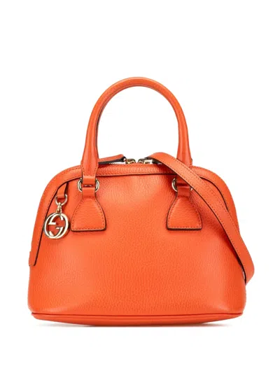 Pre-owned Gucci 2000-2015 Mini Leather Interlocking G Dome Satchel In Orange
