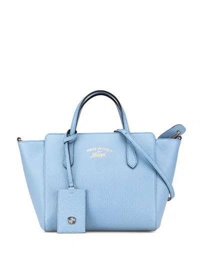 Pre-owned Gucci 2000-2015 Mini Leather Swing Satchel In Blue