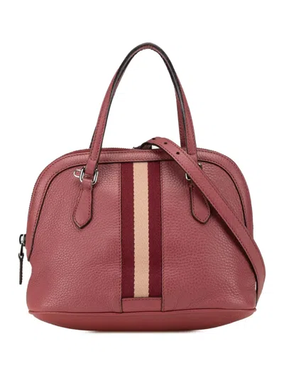 Pre-owned Gucci 2000-2015 Mini Leather Web Dome Satchel In Red