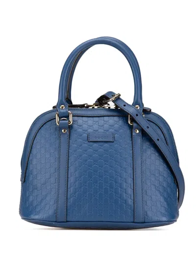 Pre-owned Gucci 2000-2015 Mini Microssima Dome Satchel In Blue