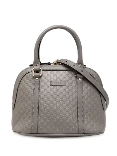 Pre-owned Gucci 2000-2015 Mini Microssima Dome Satchel In Gray