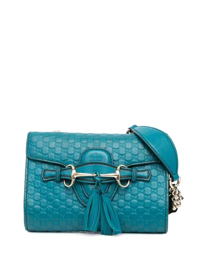 Pre-owned Gucci 2000-2015 Mini Microssima Emily Crossbody Bag In Blue
