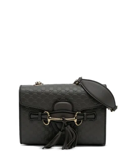 Pre-owned Gucci 2000-2015 Mini Microssima Emily Crossbody Bag In Gray