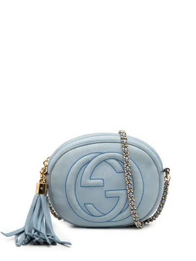 Pre-owned Gucci 2000-2015 Mini Nubuck Soho Chain Crossbody Bag In Blue
