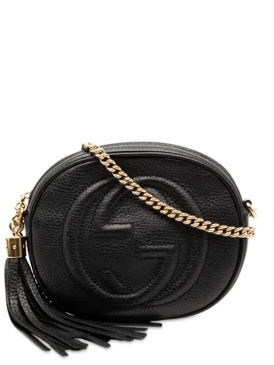 Pre-owned Gucci 2000-2015 Mini Pebbled Calfskin Soho Chain Crossbody Bag In Black