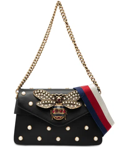 Pre-owned Gucci 2000-2015 Mini Queen Margaret Broadway Leather Satchel In Black