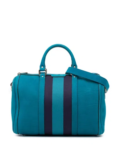 Pre-owned Gucci 2000-2015 Nubuck Web Joy Satchel In Blue