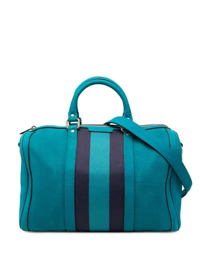 Pre-owned Gucci 2000-2015 Nubuck Web Joy Satchel In Blue