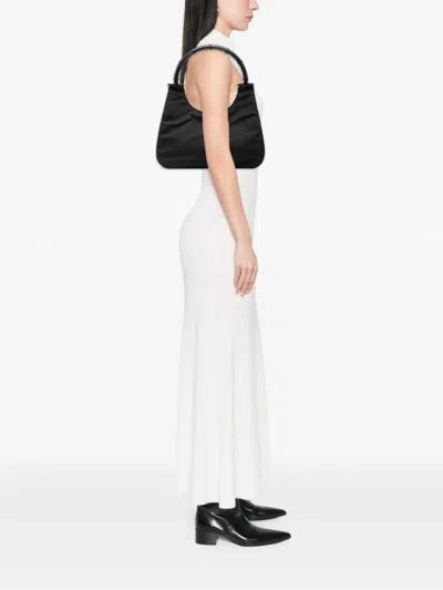 Pre-owned Gucci 2000-2015 Nylon Bamboo Handbag In Black