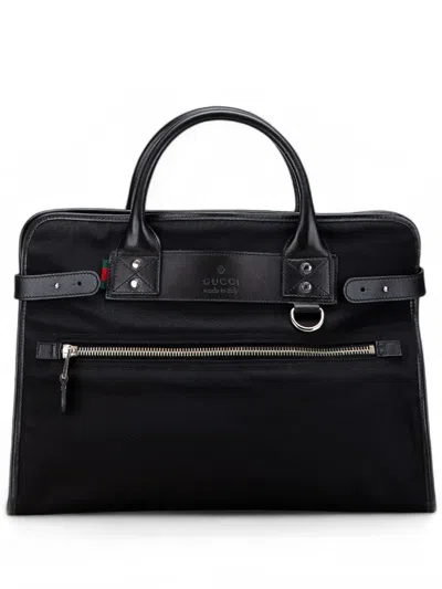 Pre-owned Gucci 2000-2015 Nylon Web Business Bag In Black