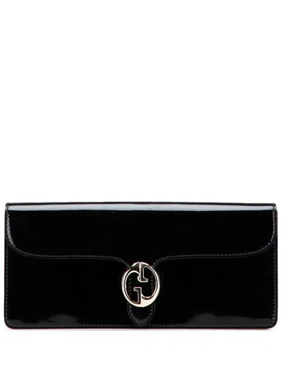 Pre-owned Gucci 2000-2015 Patent 1973 Clutch Bag In Black