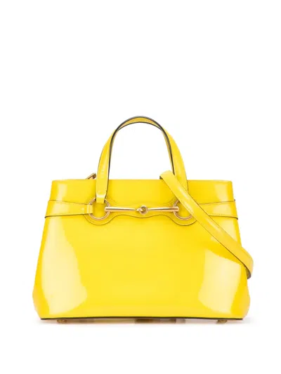 Pre-owned Gucci 2000-2015 Patent Bright Bit Satchel In Yellow