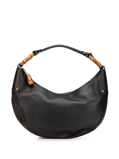 Pre-owned Gucci 2000-2015 Pebbled Calfskin Bamboo Ring Hobo Bag