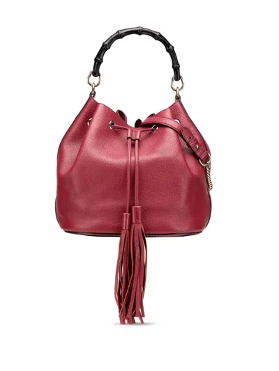 Pre-owned Gucci 2000-2015 Pebbled Calfskin Miss Bamboo Bucket Bag